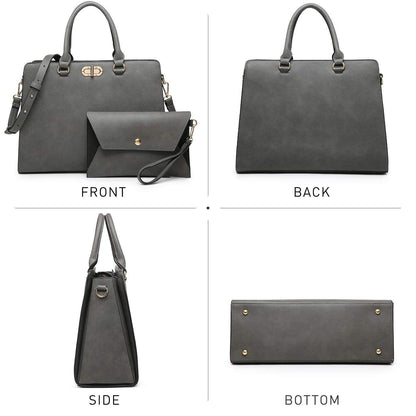 Twist Lock Handbag with Matching Wristlet - Dasein Bags