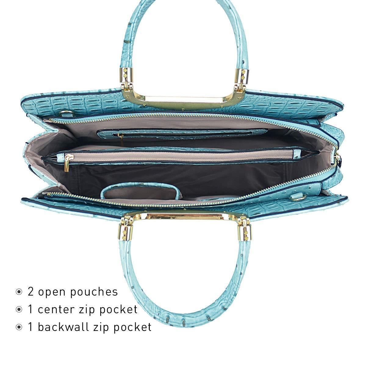 Embossed Pattern Top Handle Handbag with Matching Wallet - Dasein Bags