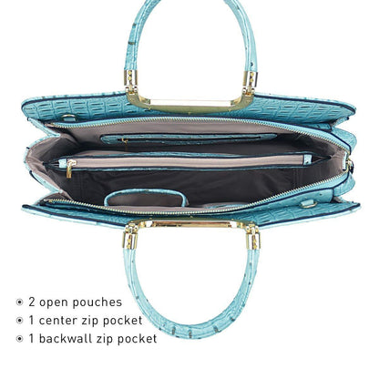 Embossed Pattern Top Handle Handbag with Matching Wallet - Dasein Bags