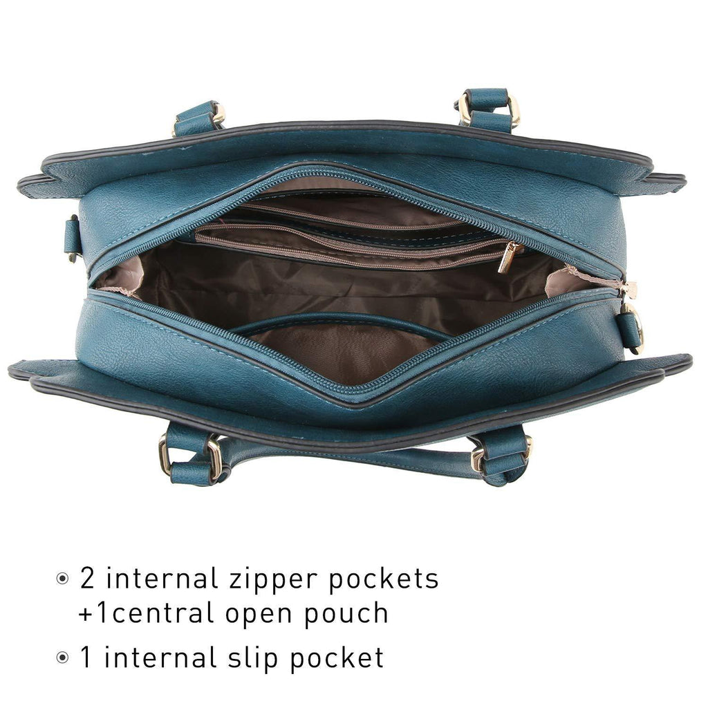Top Handle Handbag with Matching Wristlet - Dasein Bags