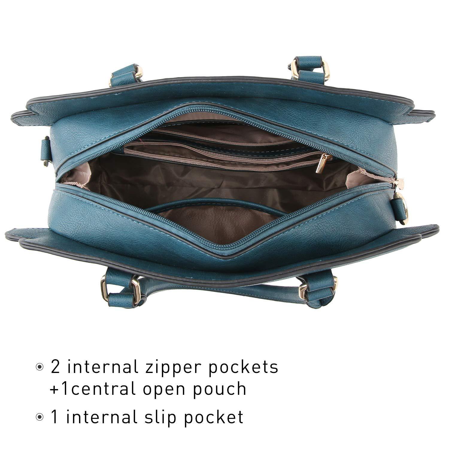Top Handle Handbag with Matching Wristlet - Dasein Bags