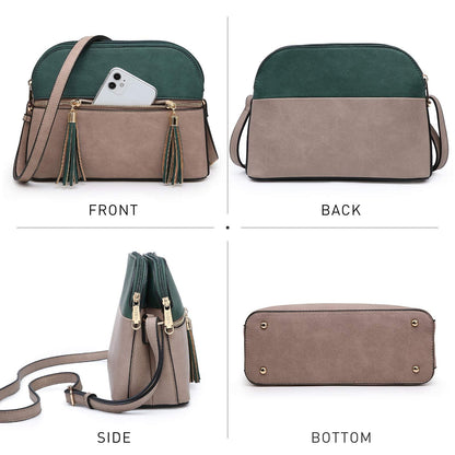 Two-Tone Tassel Crossbody Bag - Dasein Bags