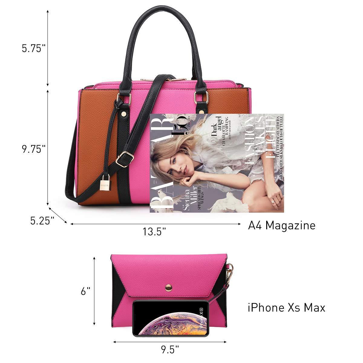 Padlock Two-Tone Satchel with Matching Wristlet - Dasein Bags