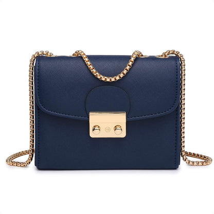 Push Lock Lightweight Vegan Leather Crossbody Bag With Chain Strap By Dasein - Dasein Bags