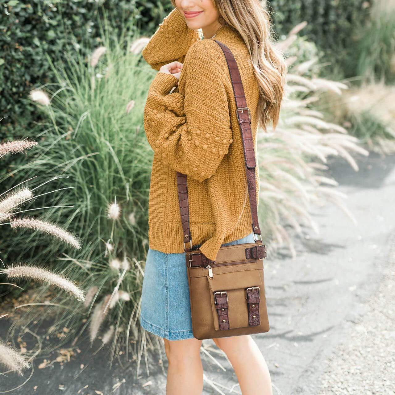 Leather Messenger Crossbody Bag - Dasein Bags