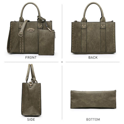 Studded 3-in-1 Top Handle Tote Handbag l Dasein - Dasein Bags