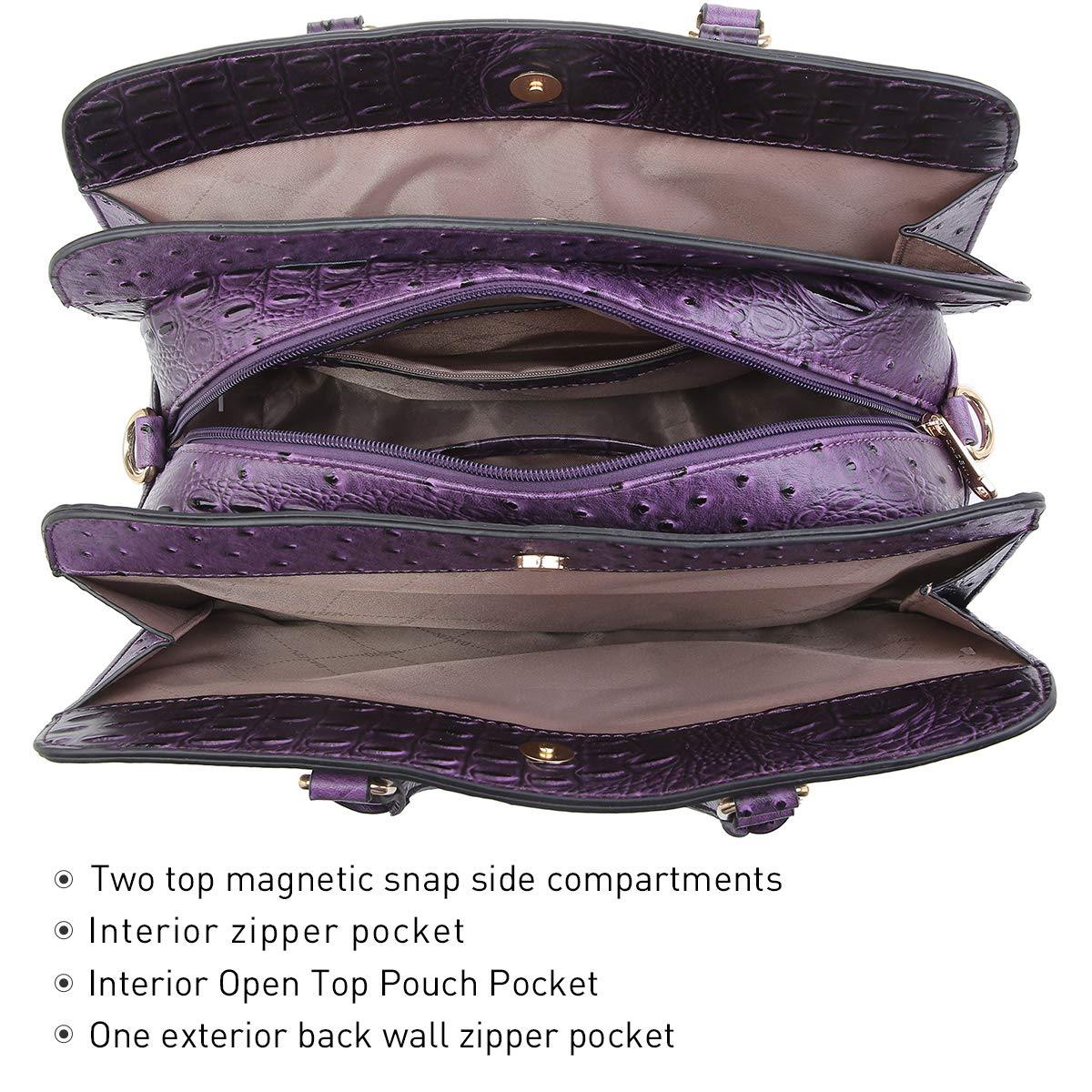 Fashion Embossed Pattern Two Tone Handbag with Matching Wallet l Dasein - Dasein Bags