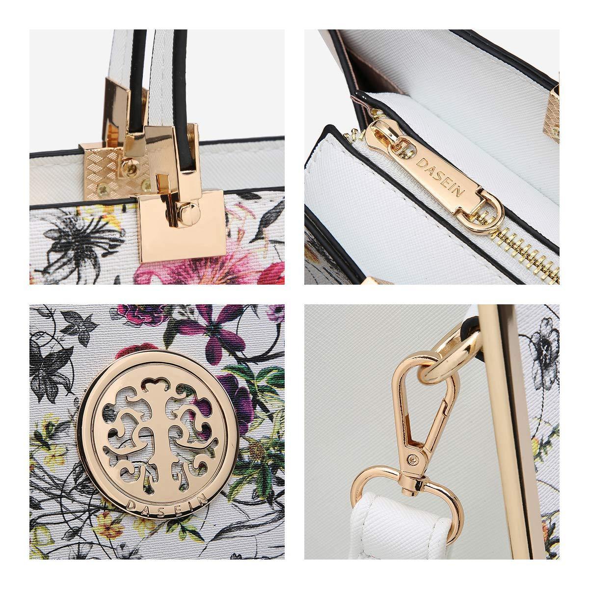 Floral Print Emblem Handbag with Matching Wallet - Dasein Bags