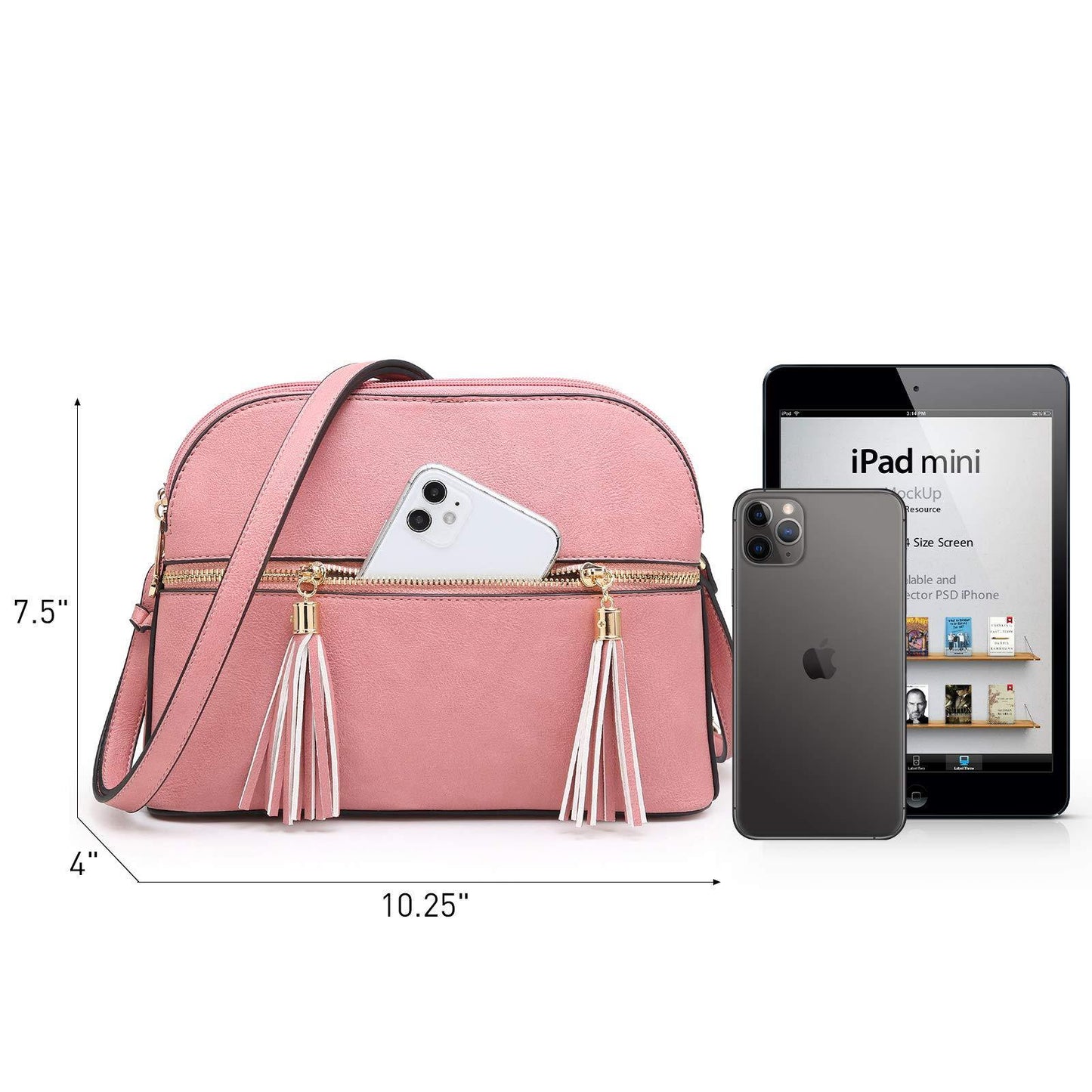 Tassel Front Zipper Crossbody Bag - Dasein Bags