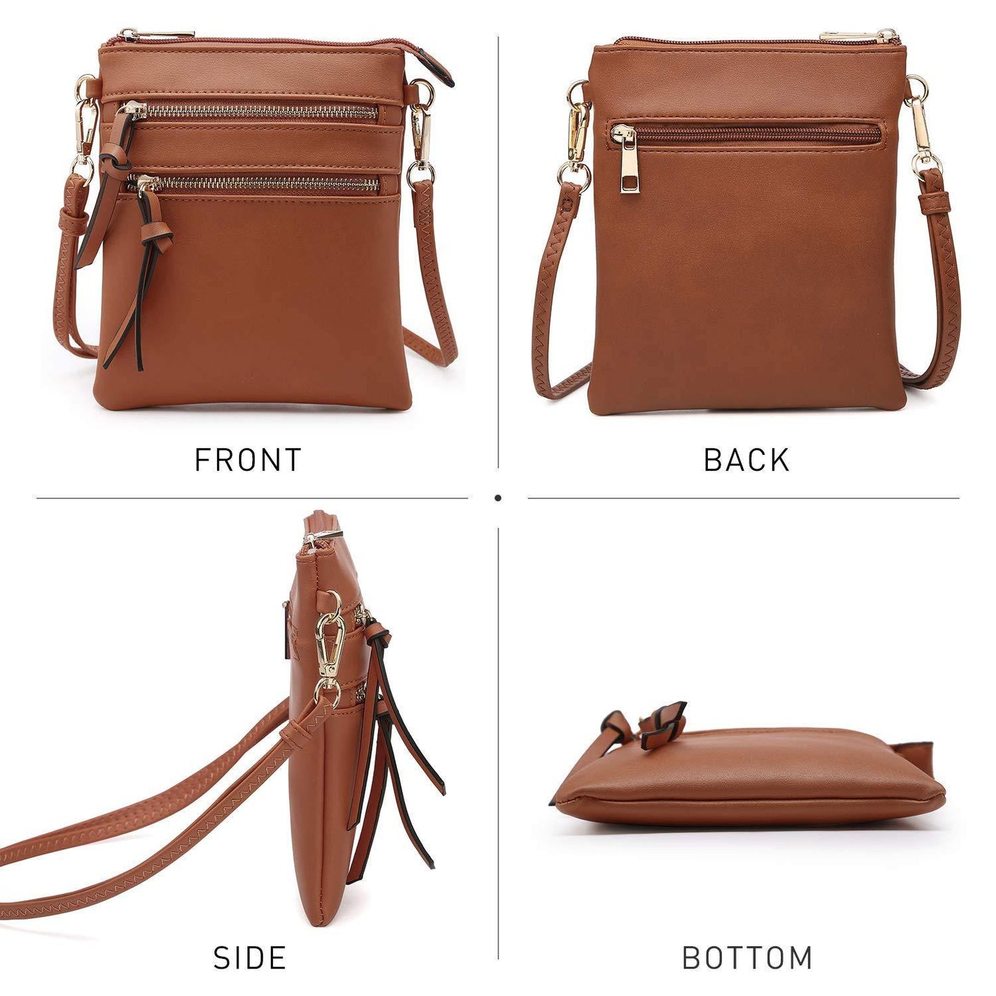 Lightweight Functional Multi Pocket Vegan Leather Shoulder Crossbody Bag l Dasein - Dasein Bags