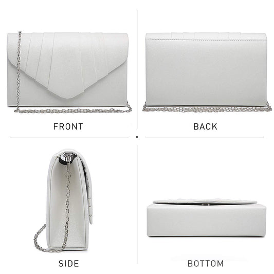 Women's Evening Bag Pleated Envelope Clutch Handbag l Dasein - Dasein Bags