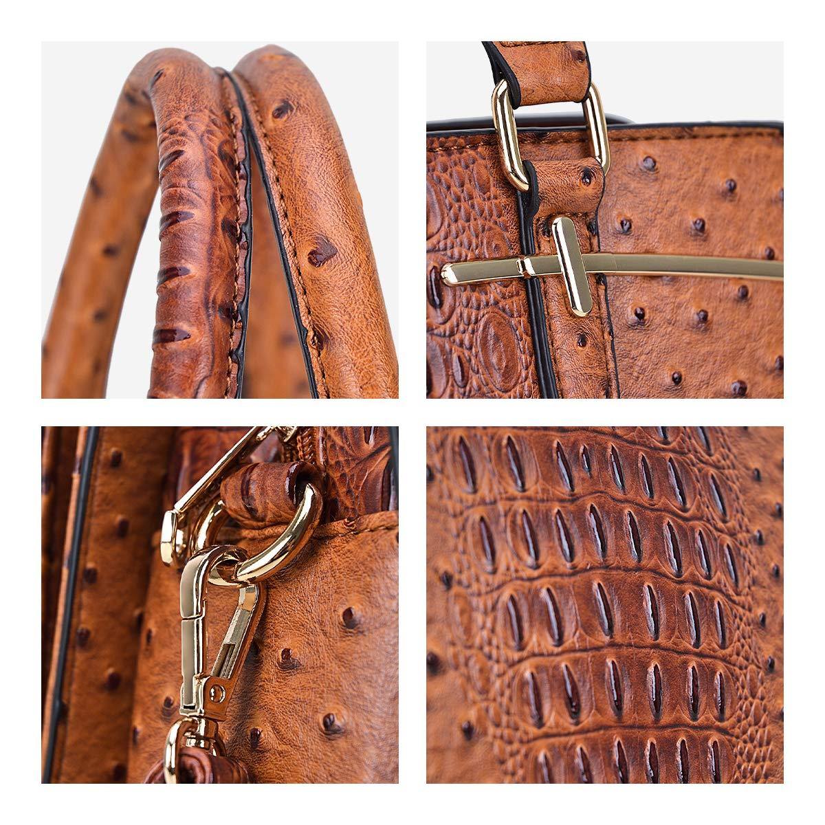 Fashion Embossed Pattern Two Tone Handbag with Matching Wallet l Dasein - Dasein Bags