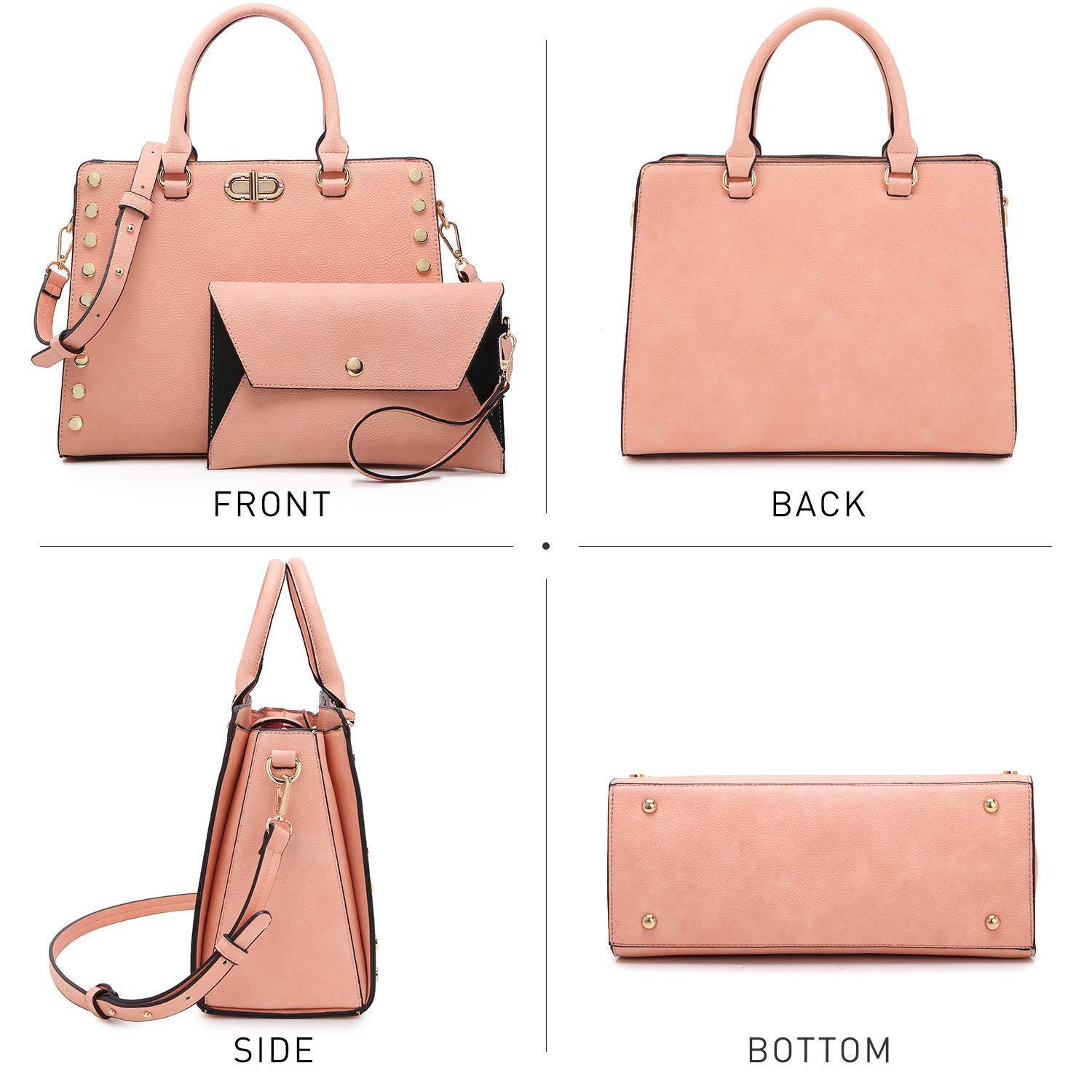 Studded Handbag with Matching Wristlet - Dasein Bags