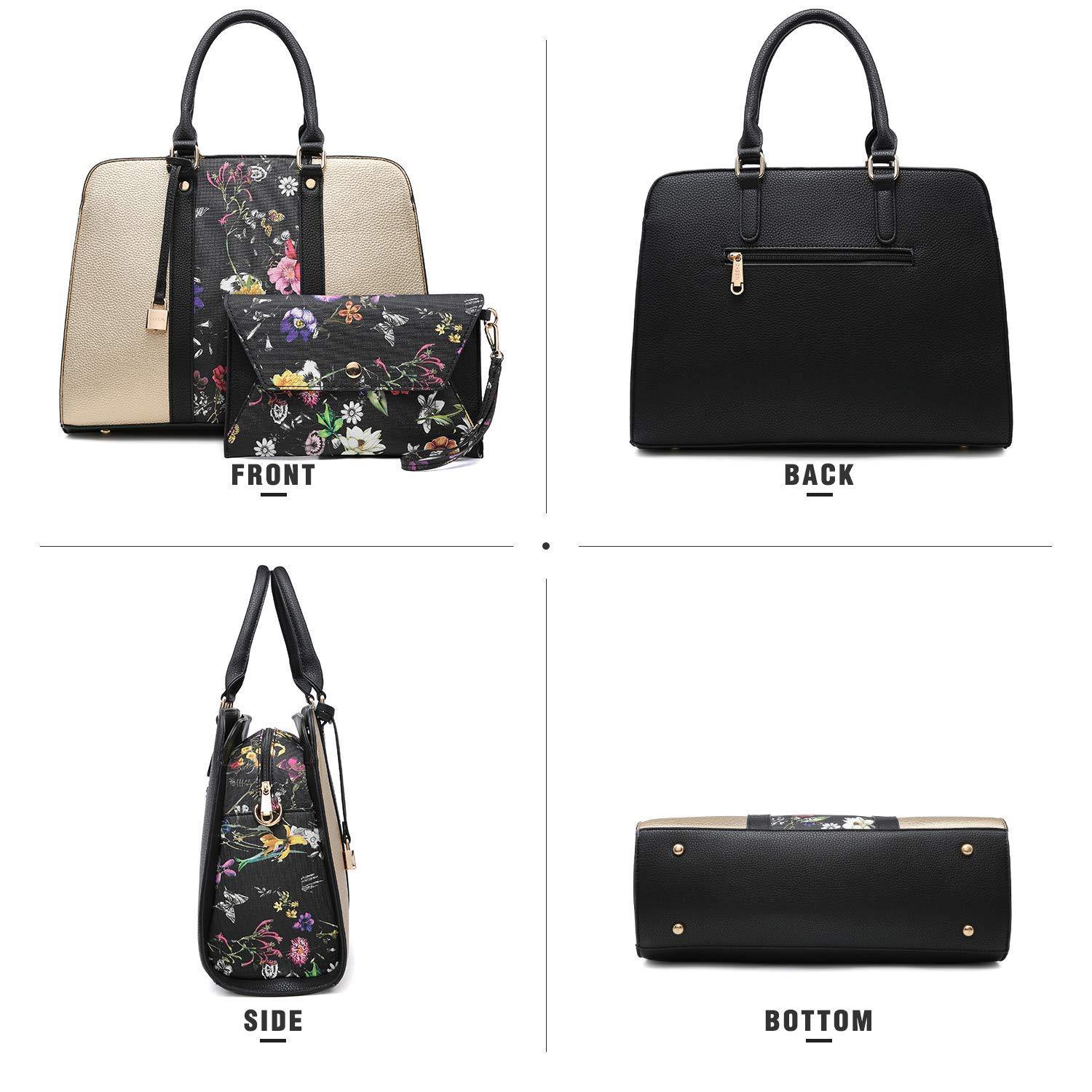 Two-Tone Padlock Satchel with Matching Wristlet - Dasein Bags