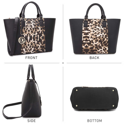 Fashion Stitching Color Large Tote Bag with Matching Wallet l Dasein - Dasein Bags