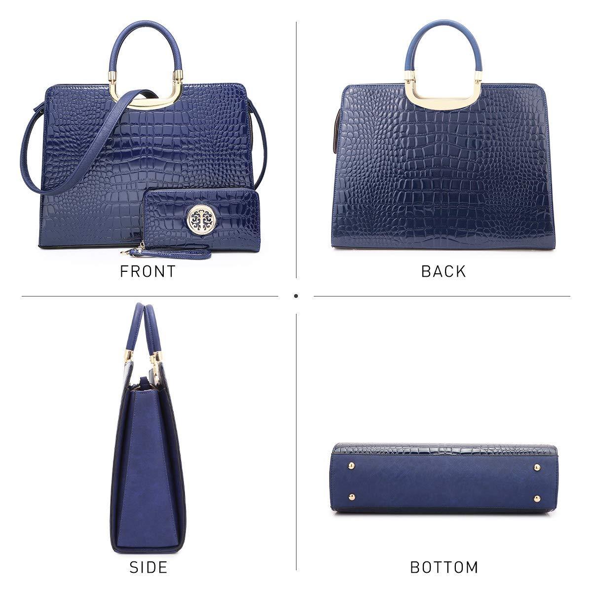 Fashion Pattern Embossed Handbag with Matching Wallet - Dasein Bags