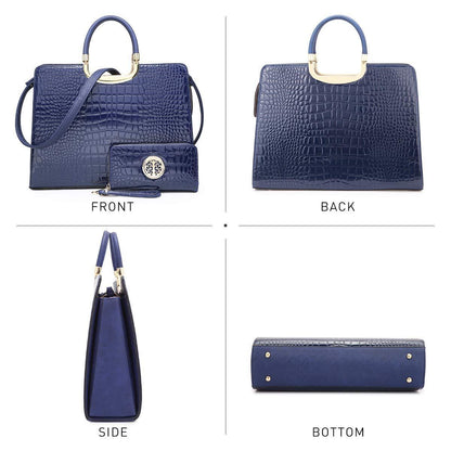 Fashion Pattern Embossed Handbag with Matching Wallet - Dasein Bags