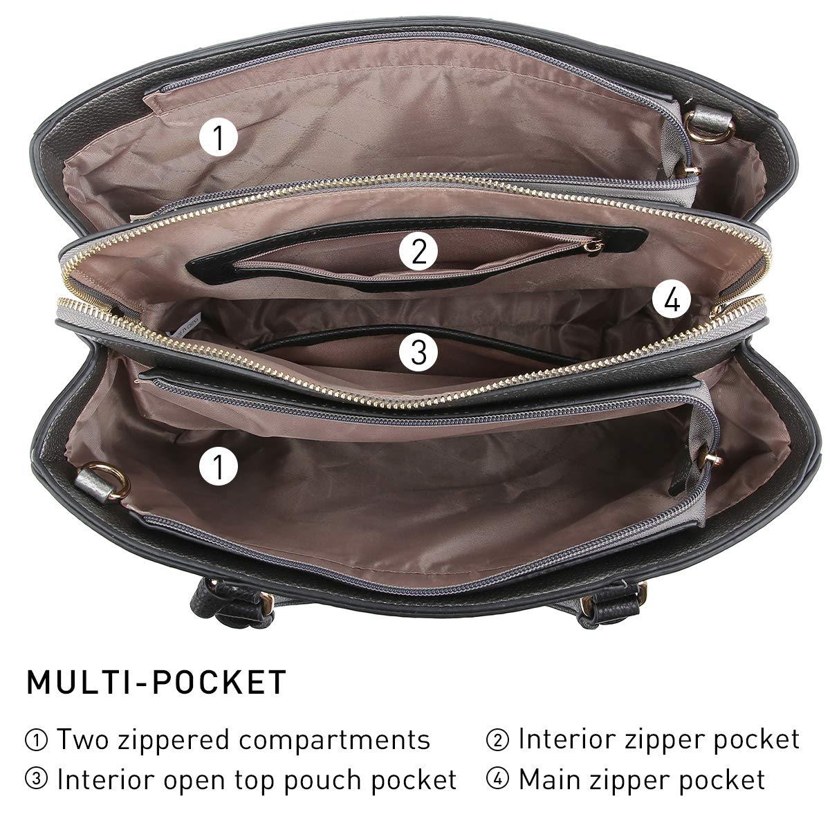 Padlock Two-Tone Satchel with Matching Wristlet - Dasein Bags