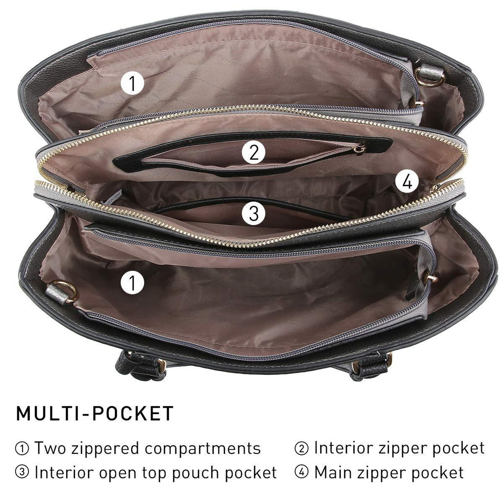 Padlock Two-Tone Satchel with Matching Wristlet - Dasein Bags