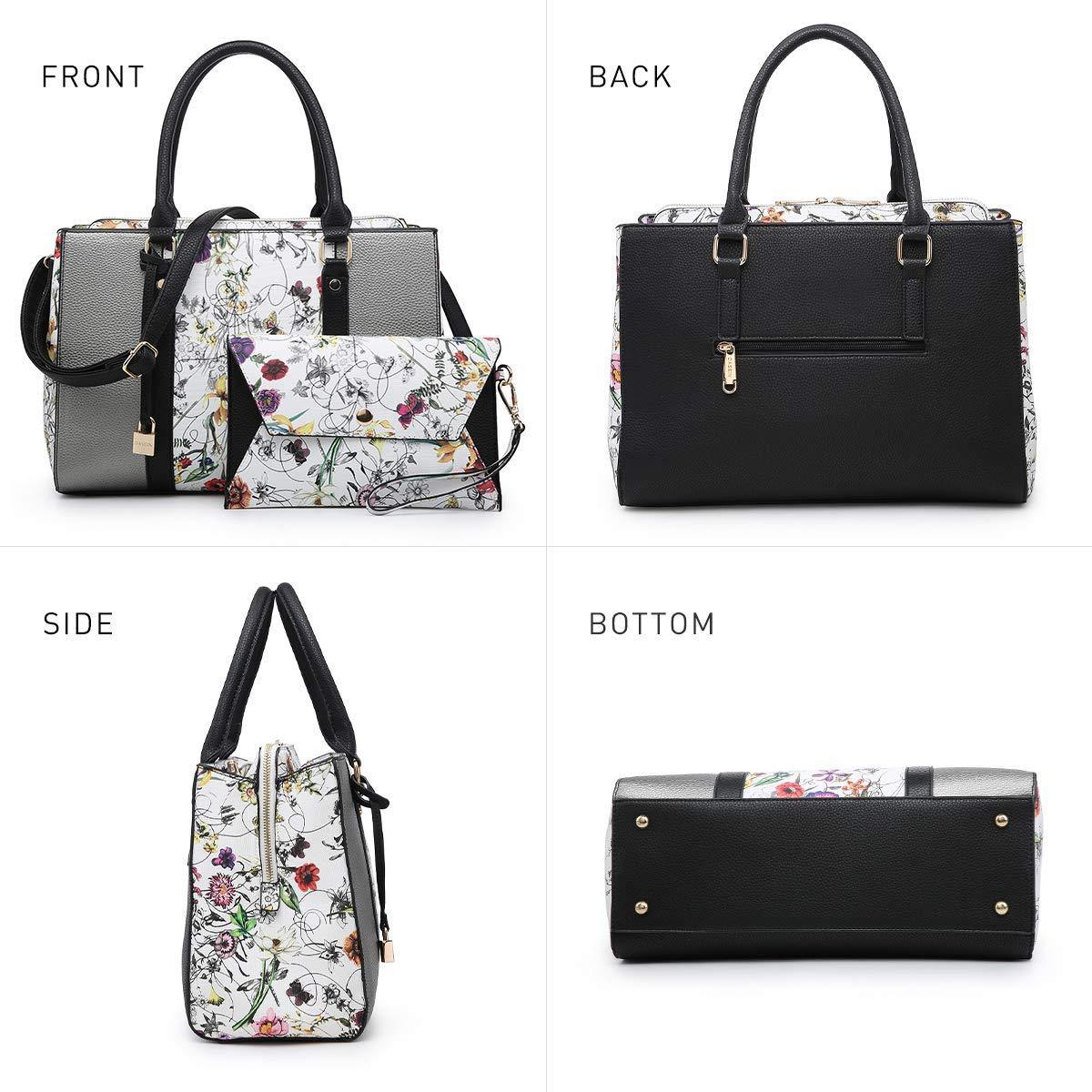 Padlock Two-Tone Satchel with Matching Wristlet - Dasein Bags