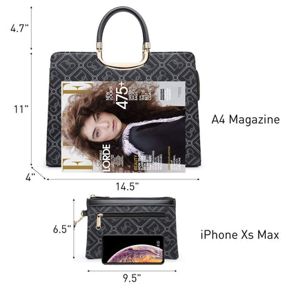 Monogram Briefcase with Matching Wristlet - Dasein Bags