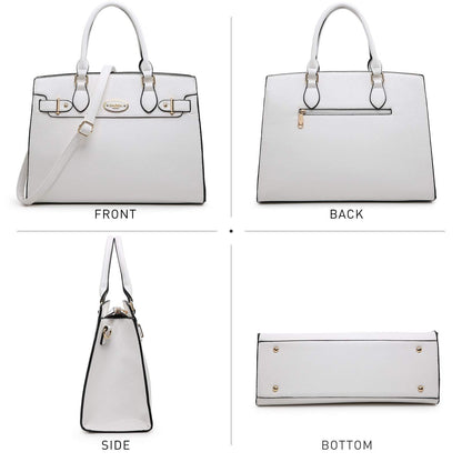 Ladies Shoulder Bag Top Handle Satchel Tote Work Bag with Matching Clutch l Dasein - Dasein Bags