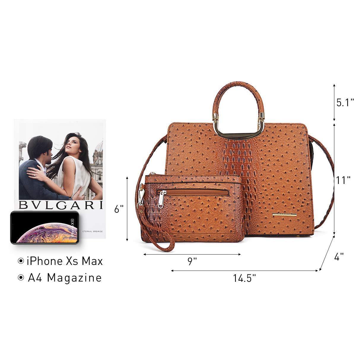 Embossed Pattern Top Handle Handbag with Matching Wallet - Dasein Bags