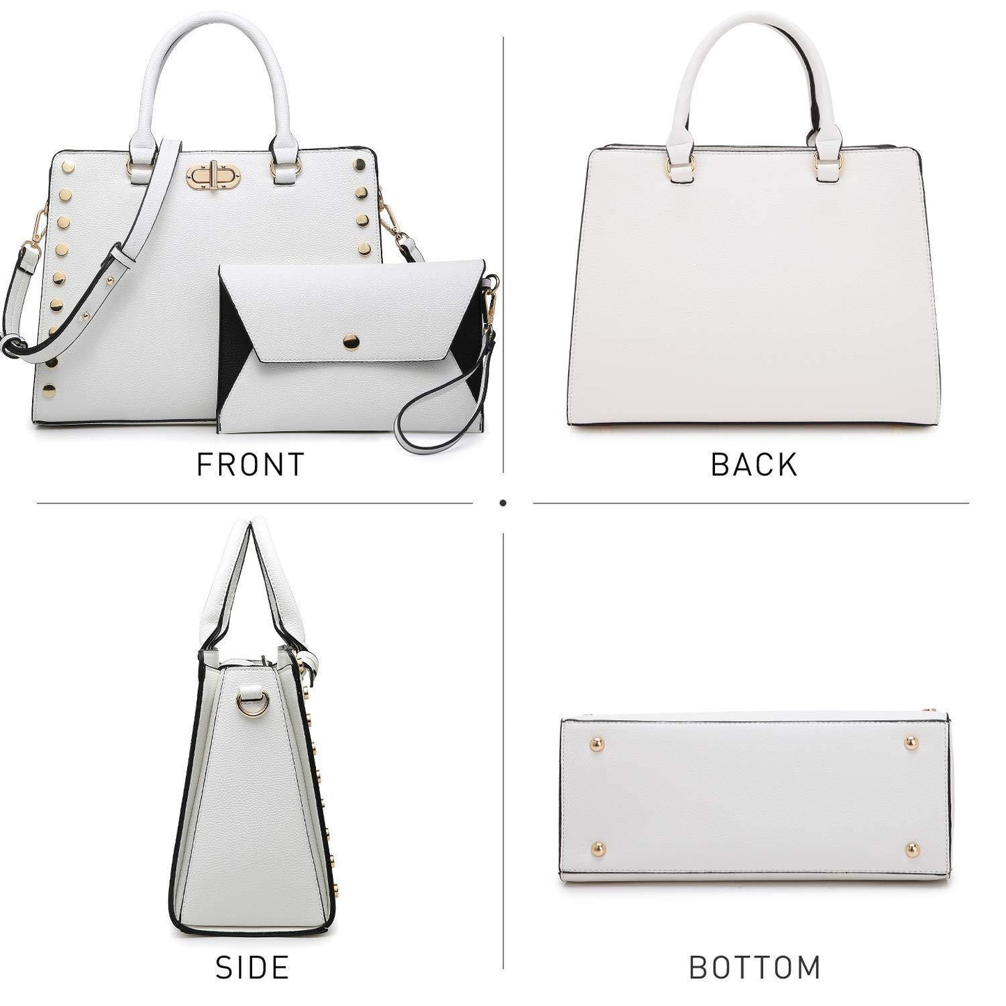 Studded Handbag with Matching Wristlet - Dasein Bags