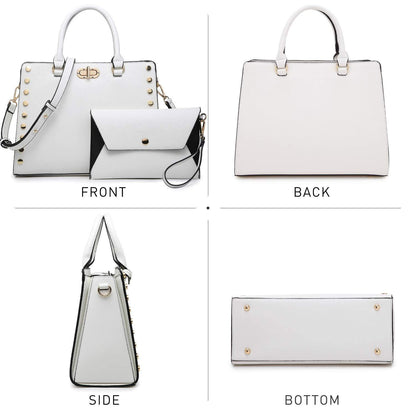 Studded Handbag with Matching Wristlet - Dasein Bags