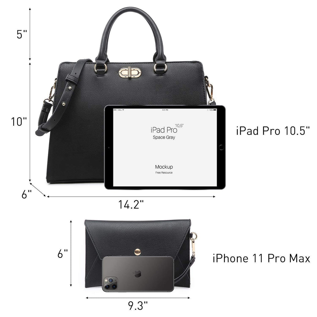 Twist Lock Handbag with Matching Wristlet - Dasein Bags