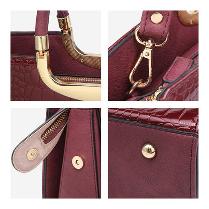 Fashion Pattern Embossed Handbag with Matching Wallet - Dasein Bags