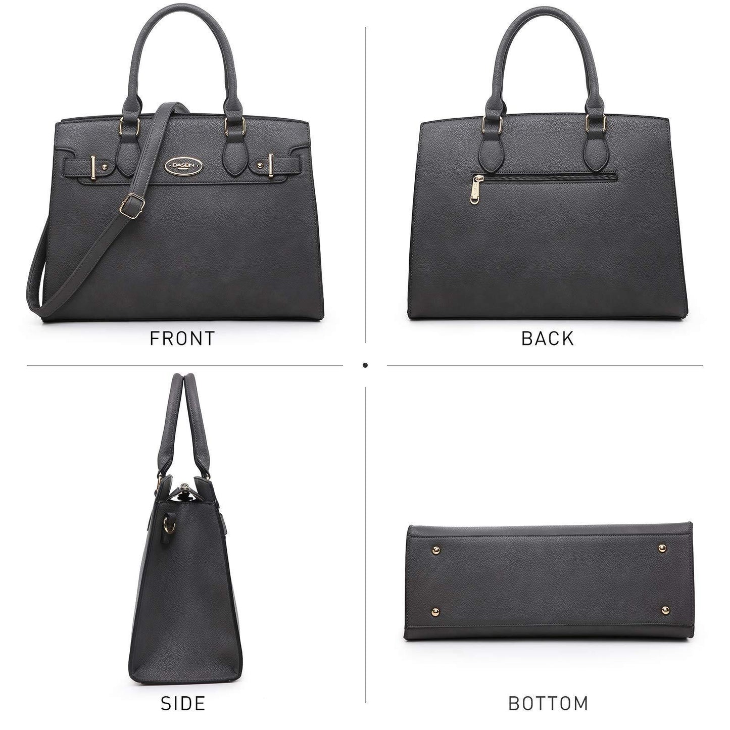 Ladies Shoulder Bag Top Handle Satchel Tote Work Bag with Matching Clutch l Dasein - Dasein Bags