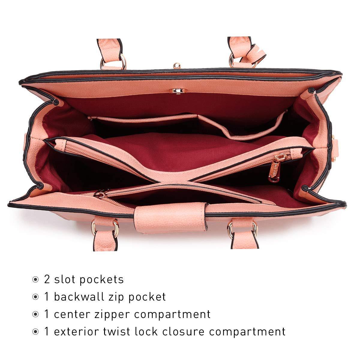 Twist Lock Handbag with Matching Wristlet - Dasein Bags