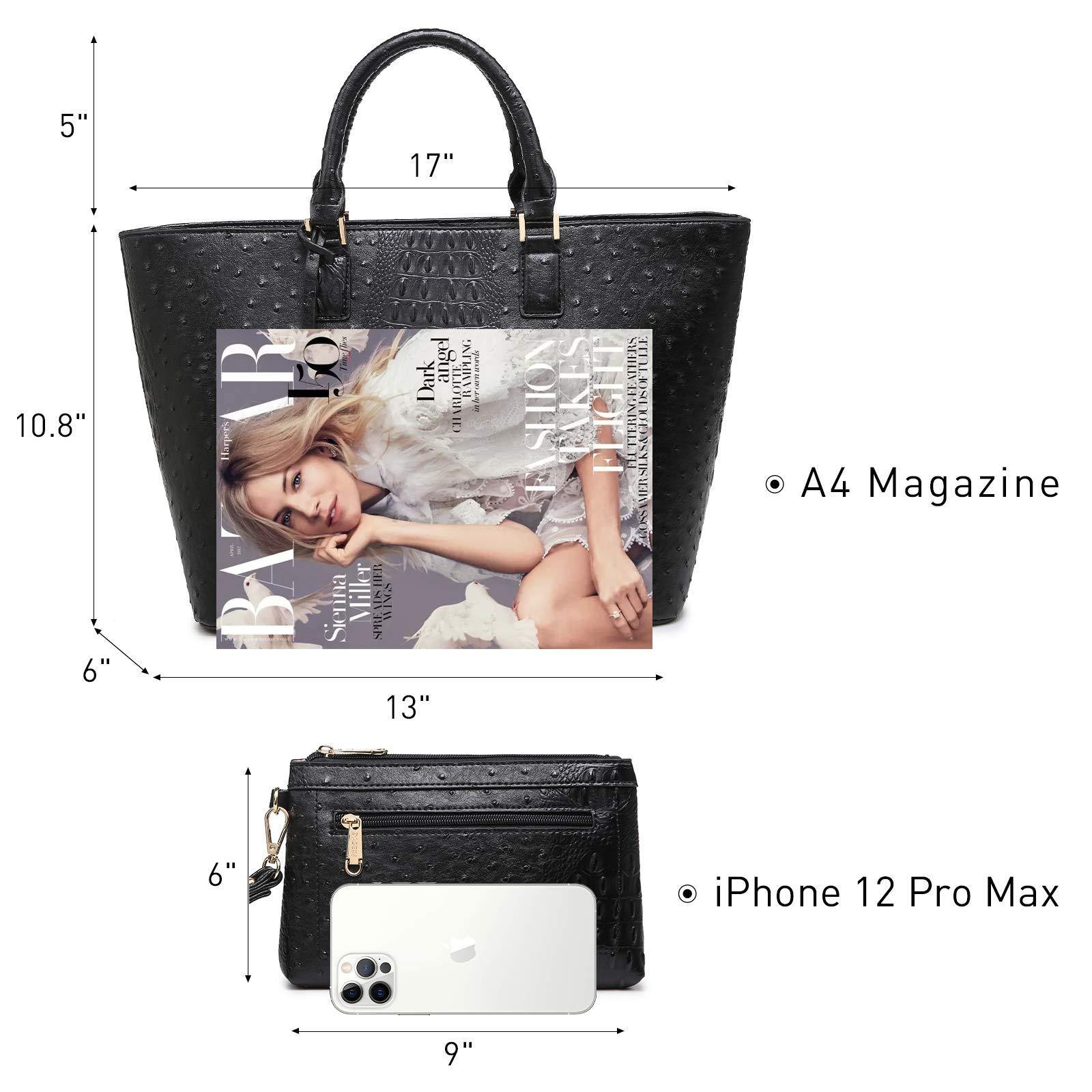 Fashion Embossed Pattern Tote with Matching Wallet - Dasein Bags