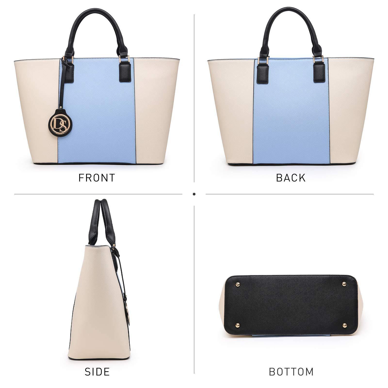 Fashion Stitching Color Large Tote Bag with Matching Wallet l Dasein - Dasein Bags