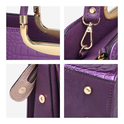 Fashion Pattern Embossed Handbag with Matching Wallet - Dasein Bags