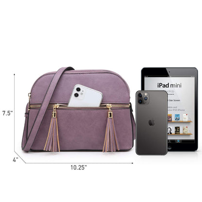 Tassel Front Zipper Crossbody Bag - Dasein Bags