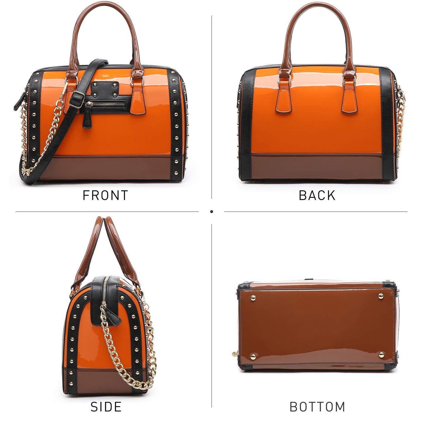 Shiny Patent Handbags Barrel Top Handle Bag for Women l Dasein - Dasein Bags