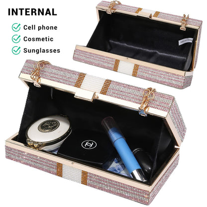 Stack of Cash Dollars Clutch Party Purse Crystal Evening Bag Cocktail for Women - Dasein Bags