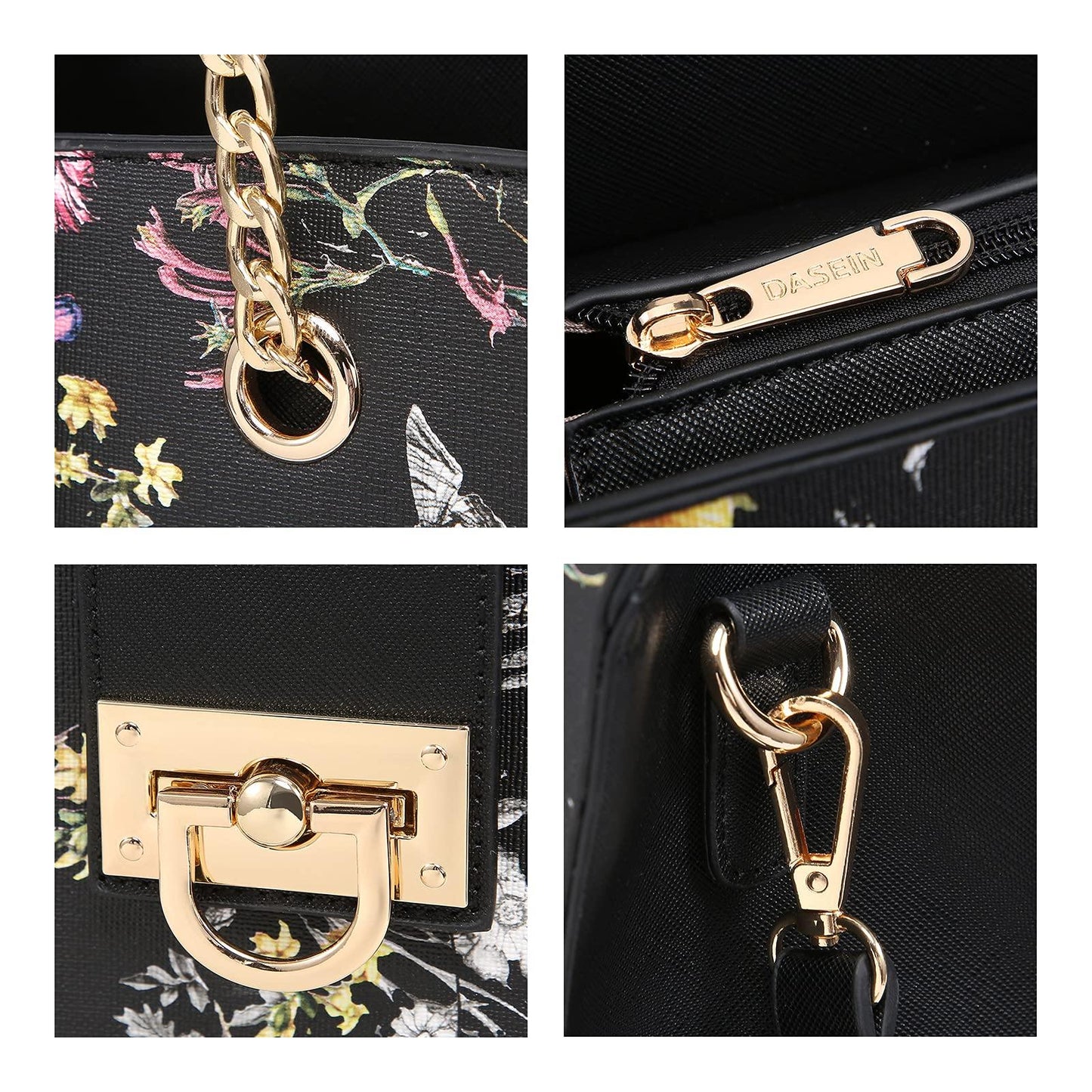 Women Fashion Chain Fashion Belt lock Tote Bags With Matching Clutch Dasein - Dasein Bags