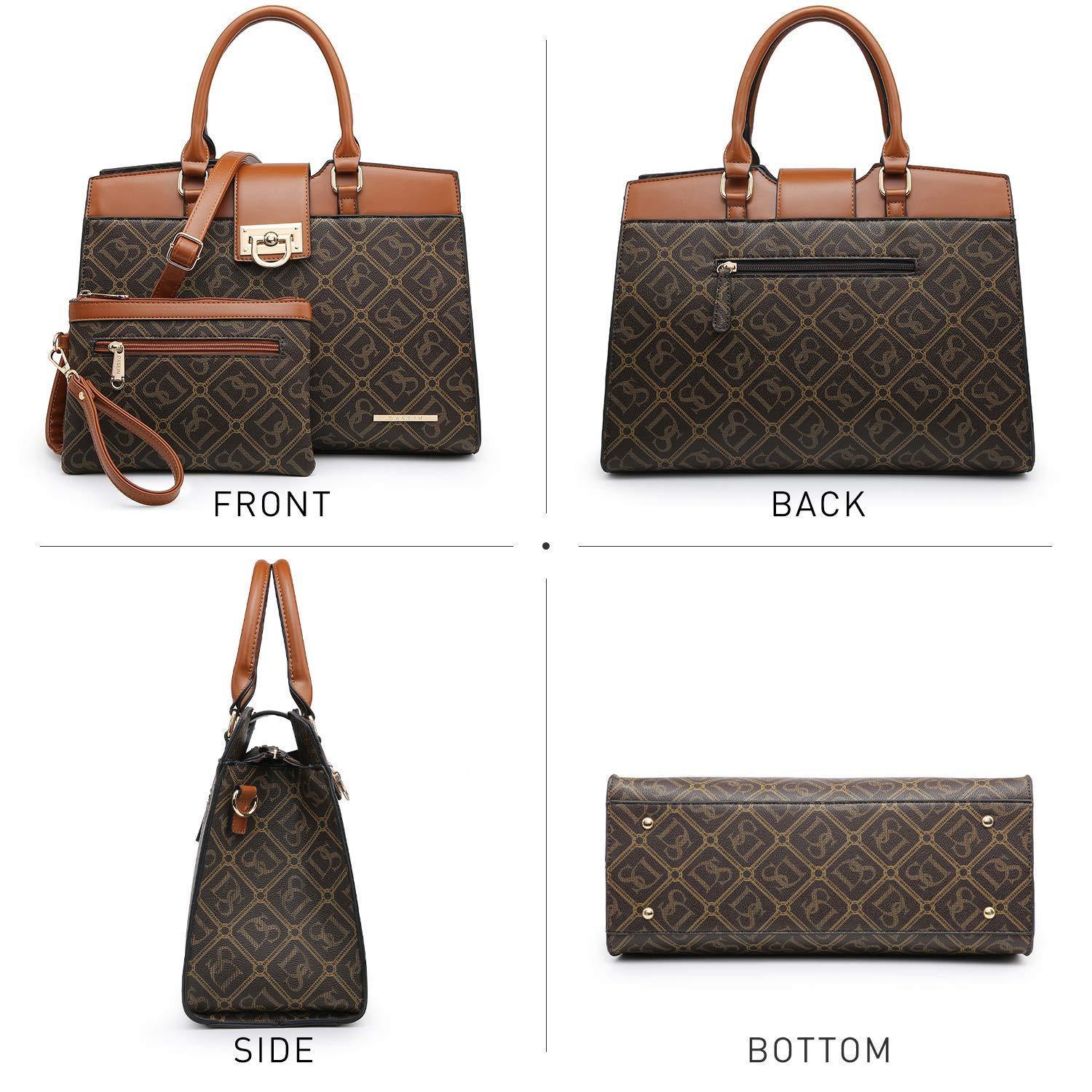 Monogram Flap Satchel with Matching Wristlet - Dasein Bags