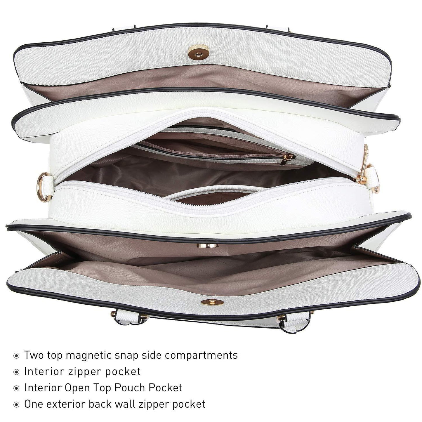 Gold-Tone Hardware Vegan Leather Textured Handbag with Matching Wallet l Dasein - Dasein Bags