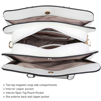 Gold-Tone Hardware Vegan Leather Textured Handbag with Matching Wallet l Dasein - Dasein Bags