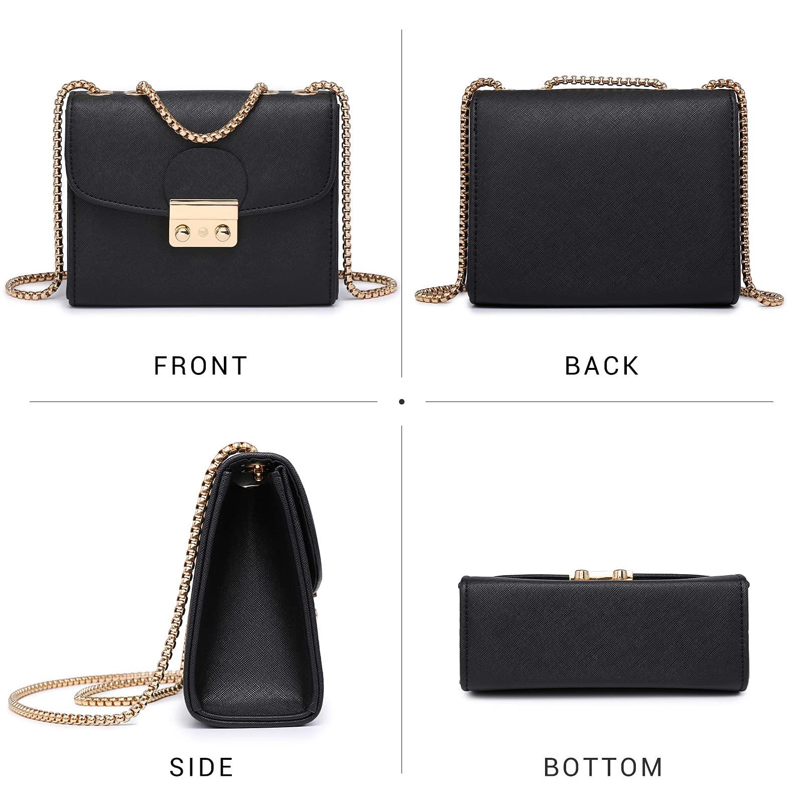 Push Lock Lightweight Vegan Leather Crossbody Bag With Chain Strap By Dasein - Dasein Bags