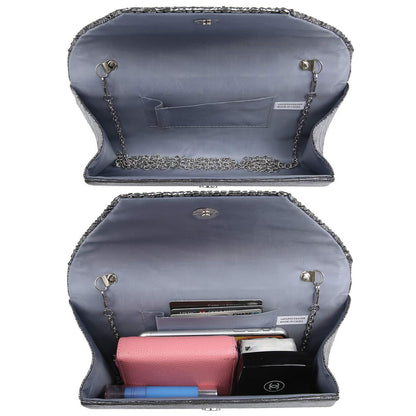 Women Glitter Rhinestone Wedding Evening Purse Envelope Clutch Dasein - Dasein Bags