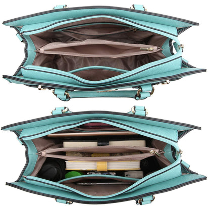 Ladies Shoulder Bag Top Handle Satchel Tote Work Bag with Matching Clutch l Dasein - Dasein Bags