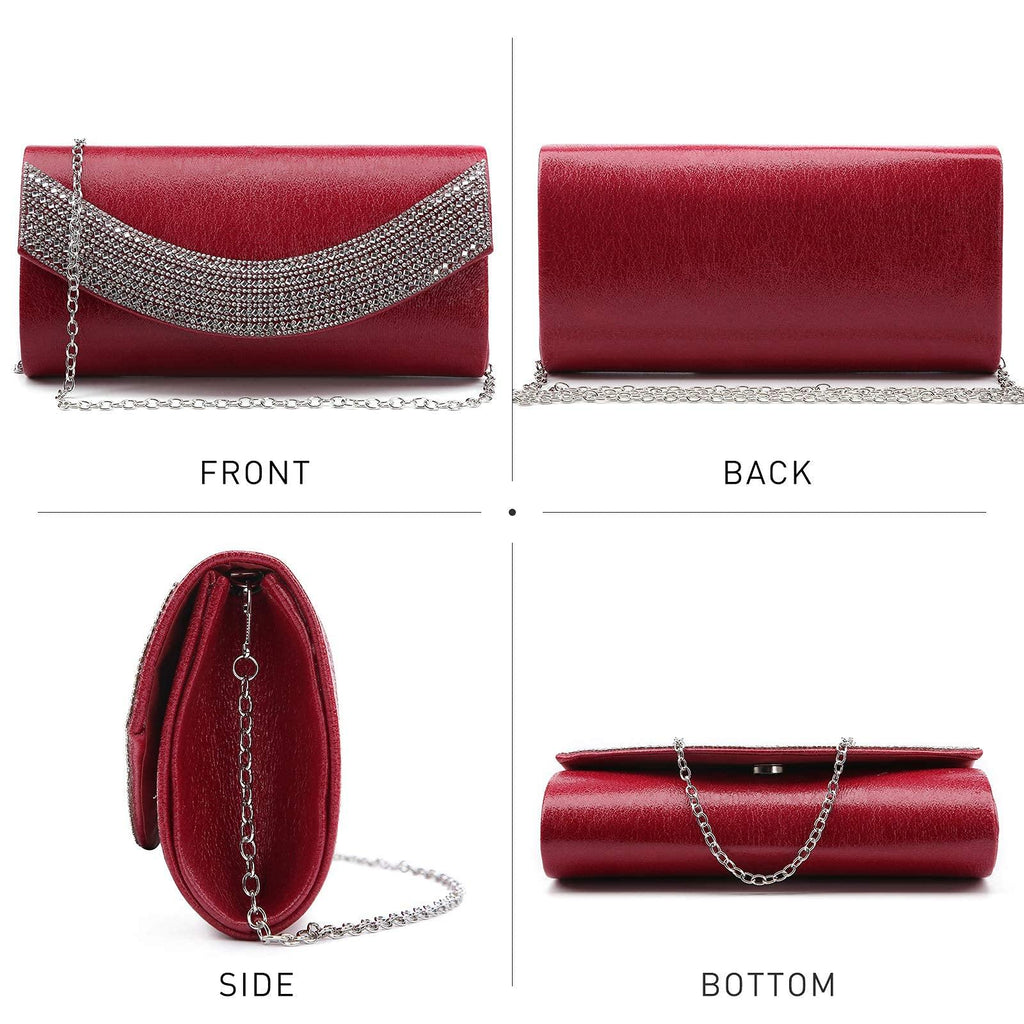 PU Leather Rhinestone Evening Bags Formal Wedding Party Purse Dasein - Dasein Bags