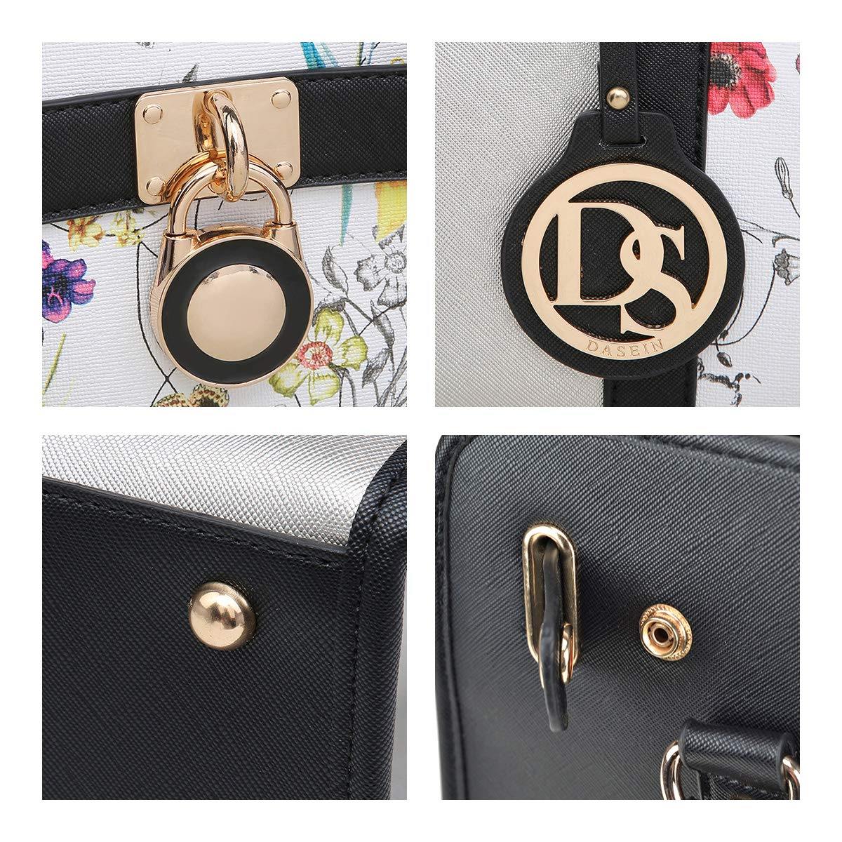 Two Tone Satchel Top Handle Bags Work Tote with Matching Wallet l Dasein - Dasein Bags