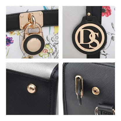 Two Tone Satchel Top Handle Bags Work Tote with Matching Wallet l Dasein - Dasein Bags