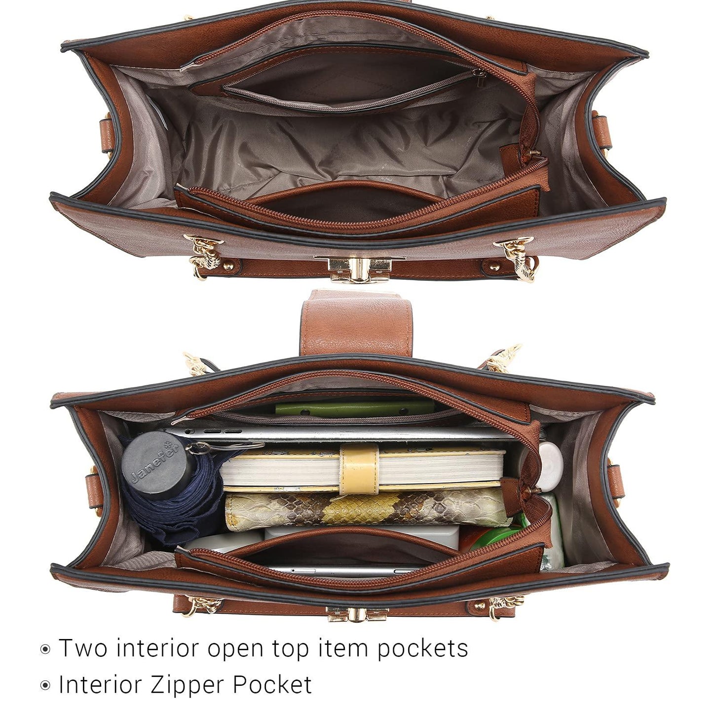 Women Fashion Chain Fashion Belt lock Tote Bags With Matching Clutch Dasein - Dasein Bags